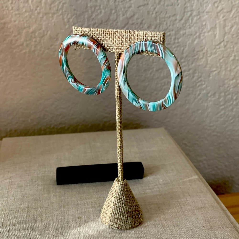 Machete hoop earrings ( tulum) blue, green, pink and white